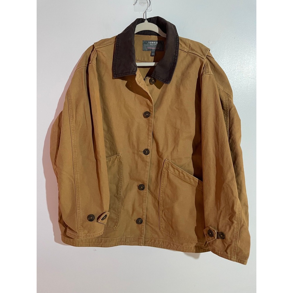 Torrid twill canvas chore barn jacket 1X brown outdoor workwear gorpcore - Picture 4 of 9